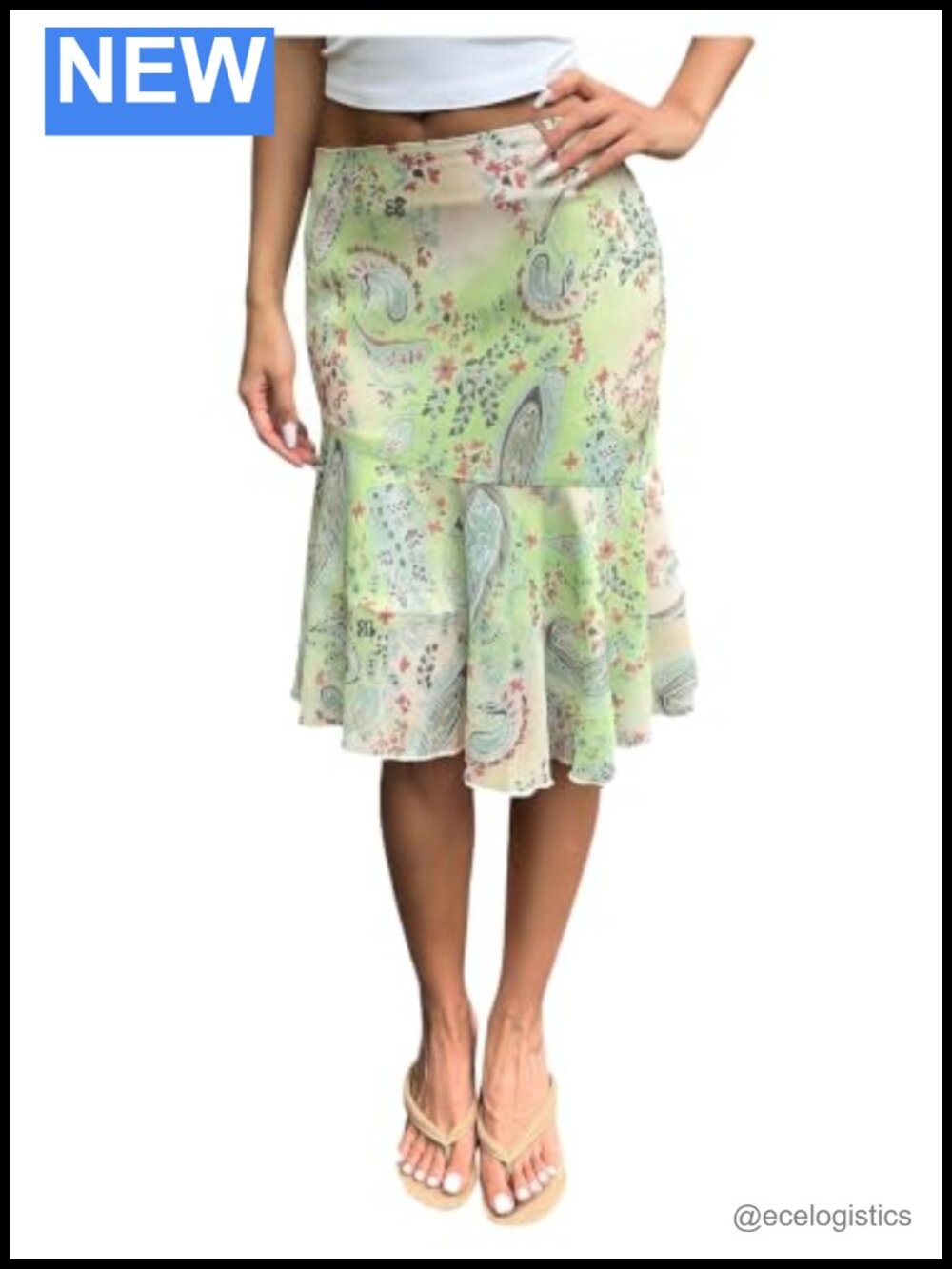 Women's Paisley Ruffle Boho Fishtail Skirt